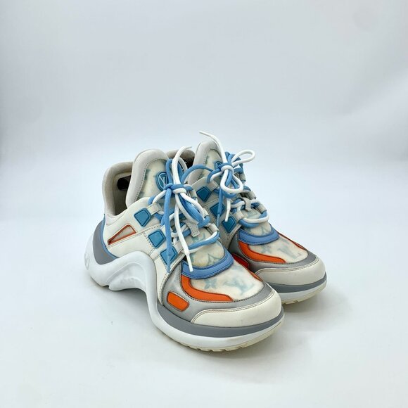 Louis Vuitton Archlight Sneakers Womens White Blue Orange Leather & Mesh Designe - Picture 2 of 9